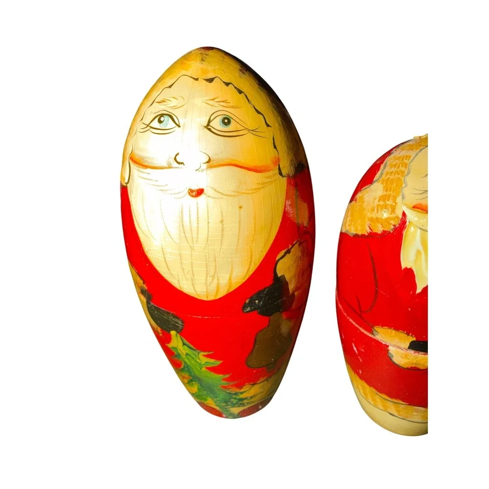 Santa‎ Claus Nesting Dolls Vintage Wooden Russian Christmas Holiday Decor Set
